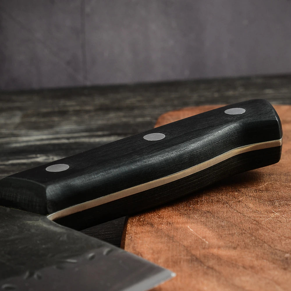 Satar Forjat Manual, Otel Inoxidabil, Maner Lemn, Teaca din piele ecologica, 29 cm, 550 g