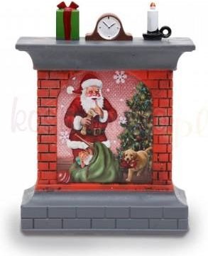 Ornament de Craciun, mini semineu cu led colorat , 15 cm