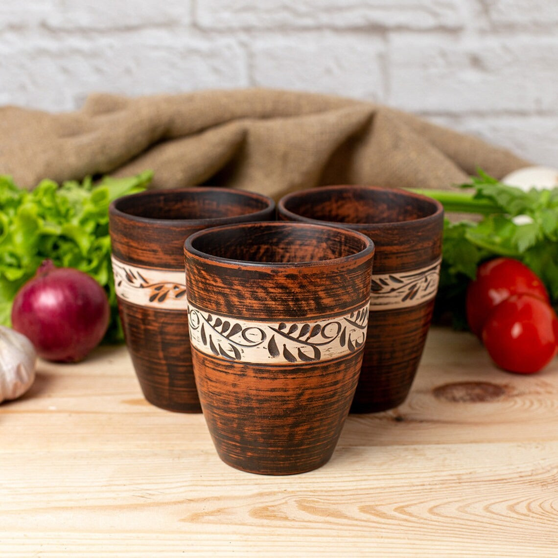 Pahar Lut angob pictat manual , 350 ml