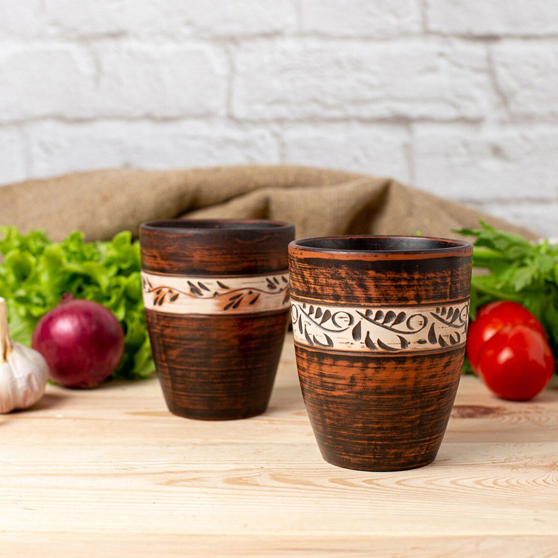 Pahar Lut angob pictat manual , 350 ml