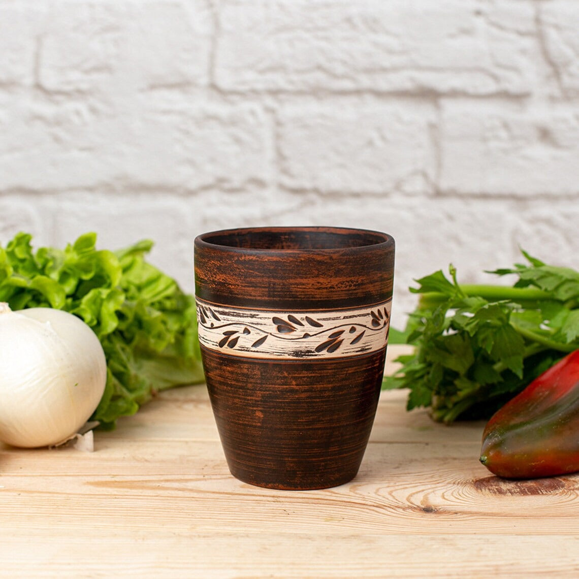 Pahar Lut angob pictat manual , 350 ml