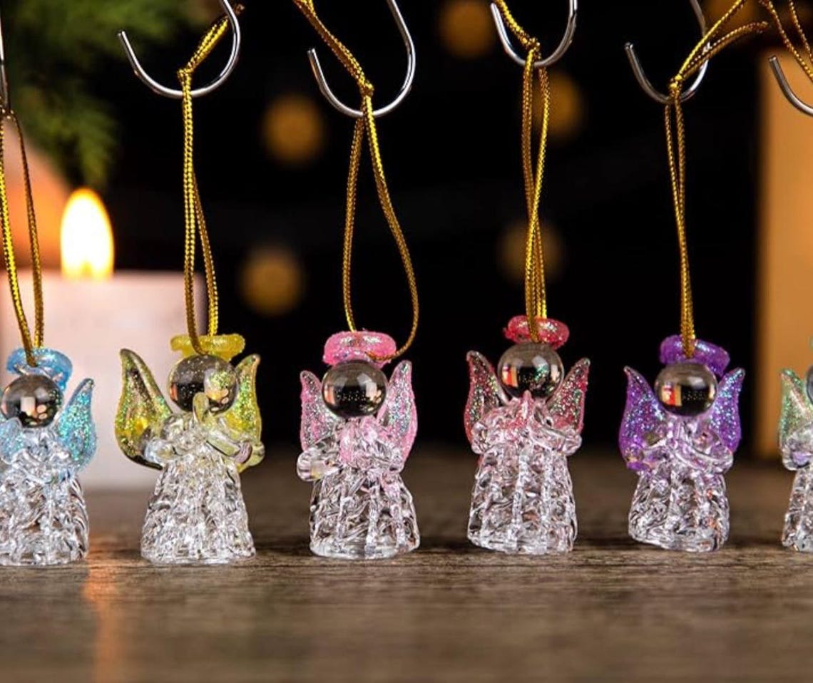 Cutie Set 6 Decoratiuni de Brad ,Ingerasi Suspendati, Sticla , 6 cm