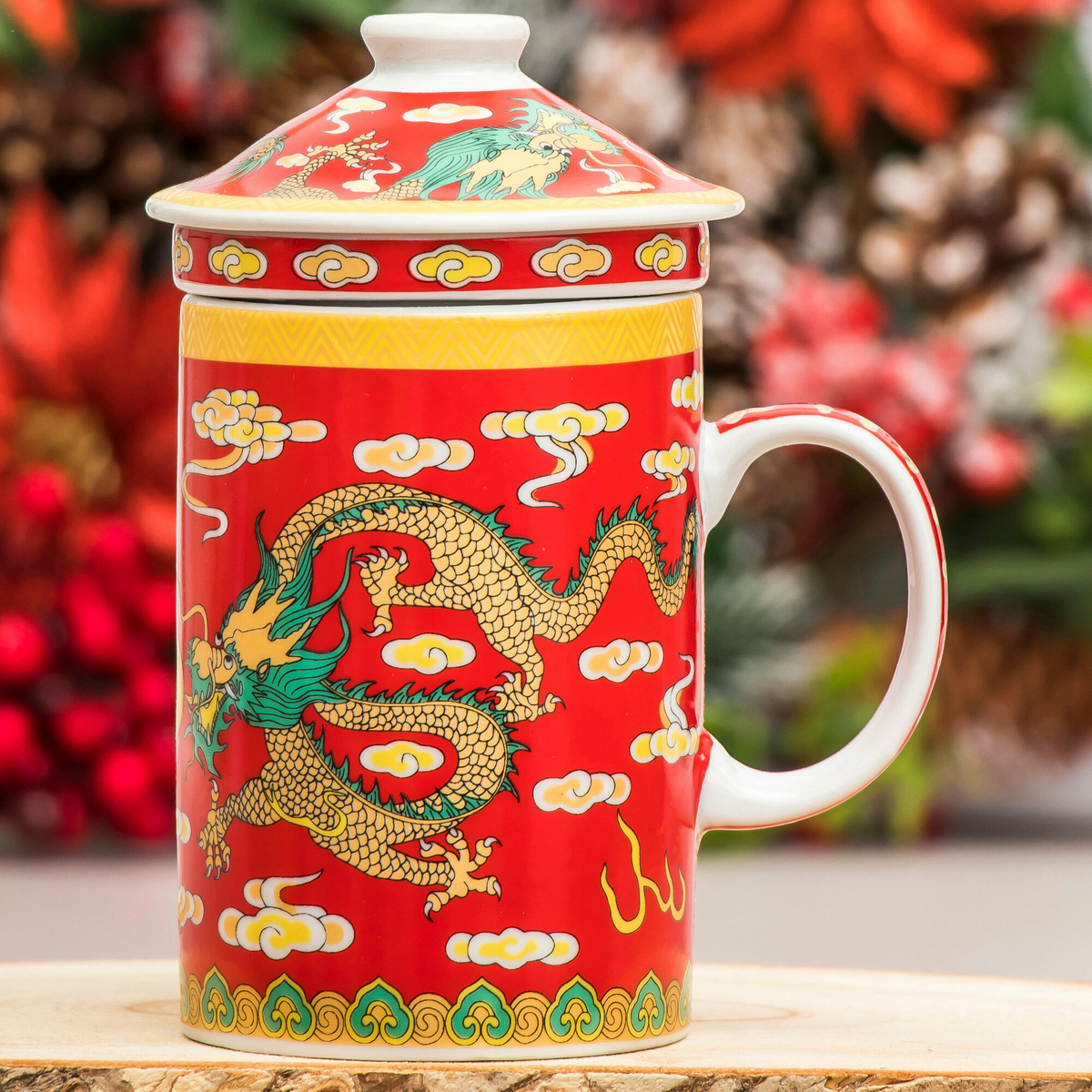 Cana ceai cu infuzor si capac,300 ml, ceramică,diverse modele