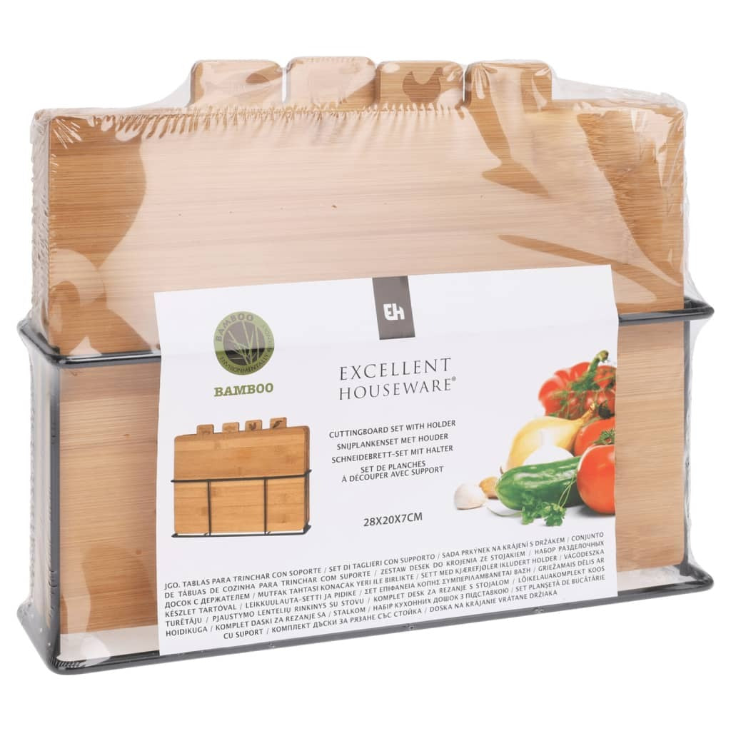 Set 4 Tocatoare din Bambus, cu suport metalic, lungime 29 x 8 cm, Happymax