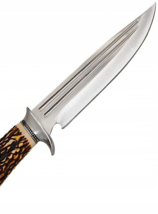 Cutit de vanatoare, Otel Inoxidabil/ plastic, 26cm lama 13 cm,300g ,Maro Deschis