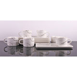 Set 6 cesti Cafea sau Ceai cu farfurioare incluse, Ceramica fina, Model Marmura Alba
