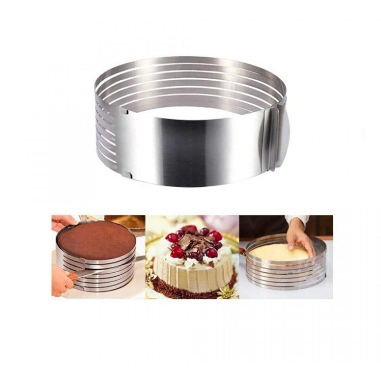 Inel ajustabil pentru Tort, 6 spatii pentru feliere, Inox, 16x8 cm