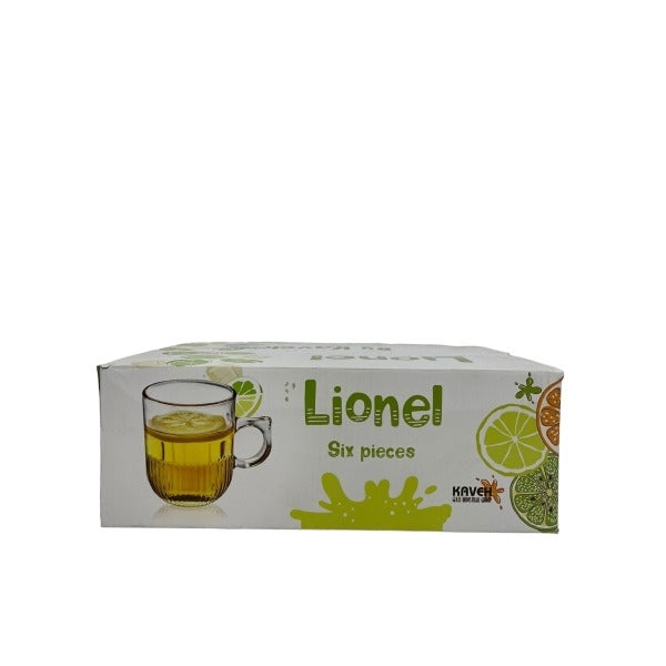 Set 6 Cani , Sticla Transparenta ,Lionel, 250 ml