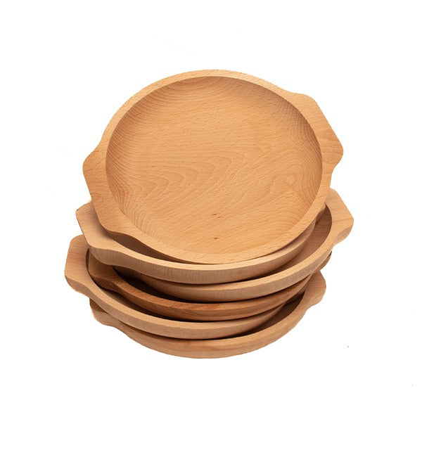 Set 6 farfurii din lemn cu forma rotunda , 22 cm