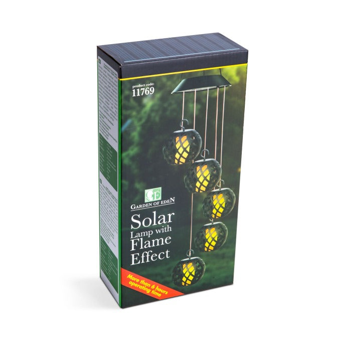 Lampă solară cu efect de flacară, 5 sfere,7 cm,30 LED