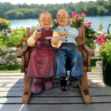 Figurina Bunic si Bunica in Balansoar, Rasina, 11x14 cm