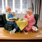 Figurina Bunic si Bunica la Masa, Rasina, 19x12 cm