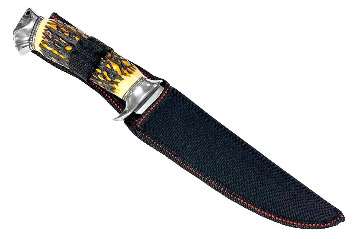 Cutit de vanatoare, Otel Inoxidabil/ plastic, 26cm lama 13 cm,300g ,Maro Deschis