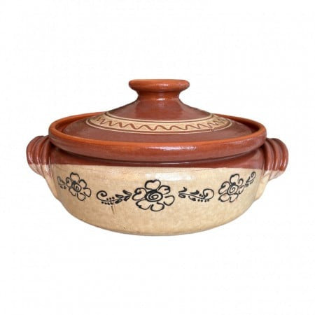 Oala din Lut pentru sarmale,Smaltuita,5 L, Pictata