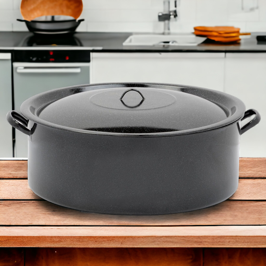 Cratita Neagra Emailata, cu Capac