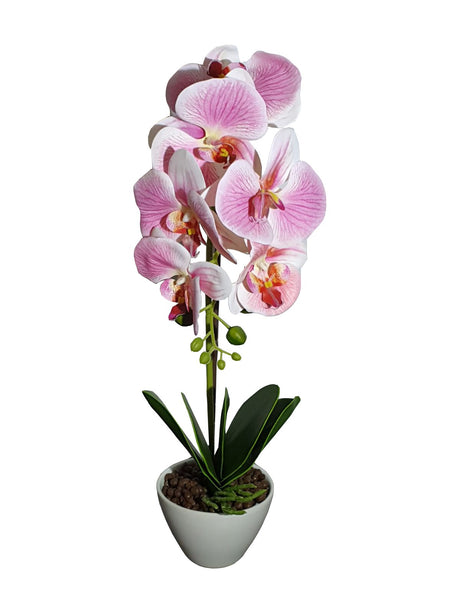 Orhidee Artificiala o Tija in Ghiveci din Ceramica, 51x12 cm, casa, decor, birou, planta artificiala
