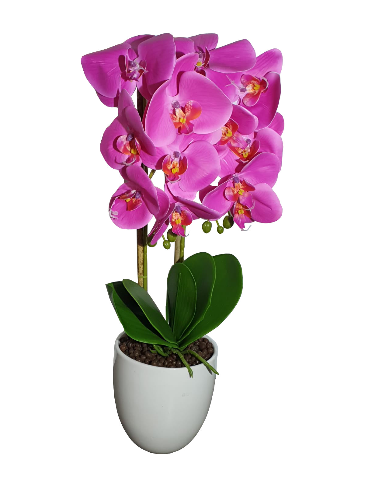 Orhidee Artificiala 2 Tije in Ghiveci Rotund din Ceramica, 51x13cm, casa, decor, birou, planta artificiala