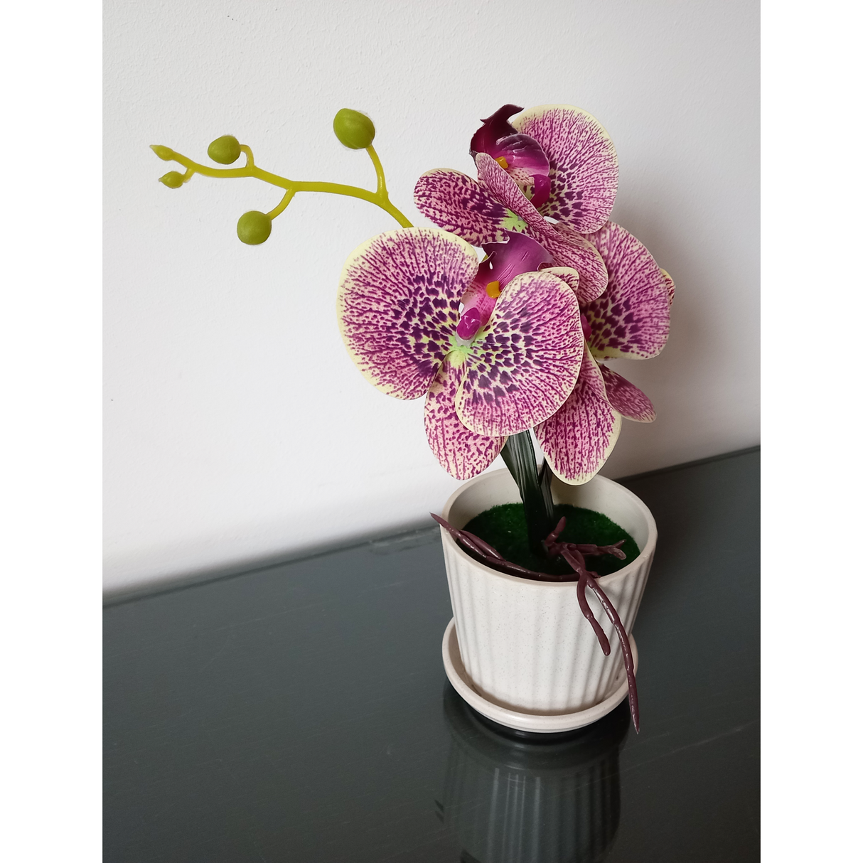 Orhidee artificiala cu o tija, in ghiveci Ceramic, 34 cm