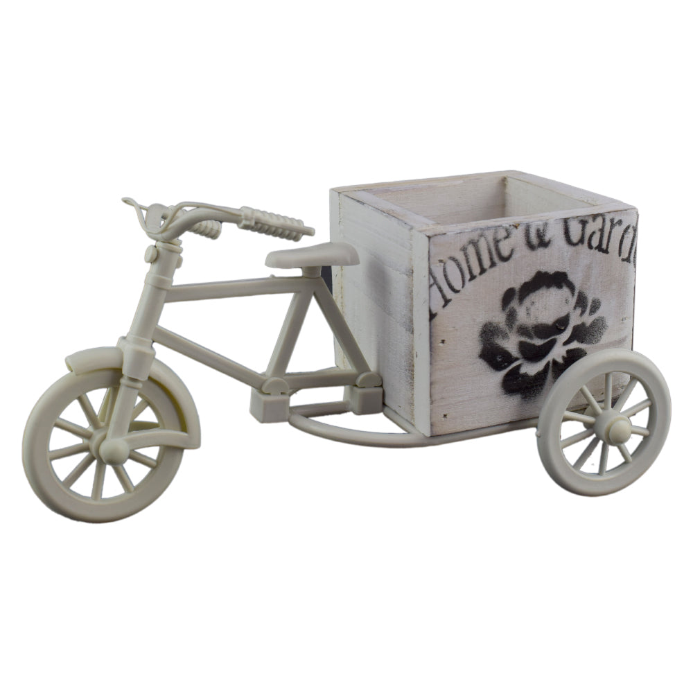 Ghiveci decor, Lemn si Plastic, Model Bicicleta, 21 cm