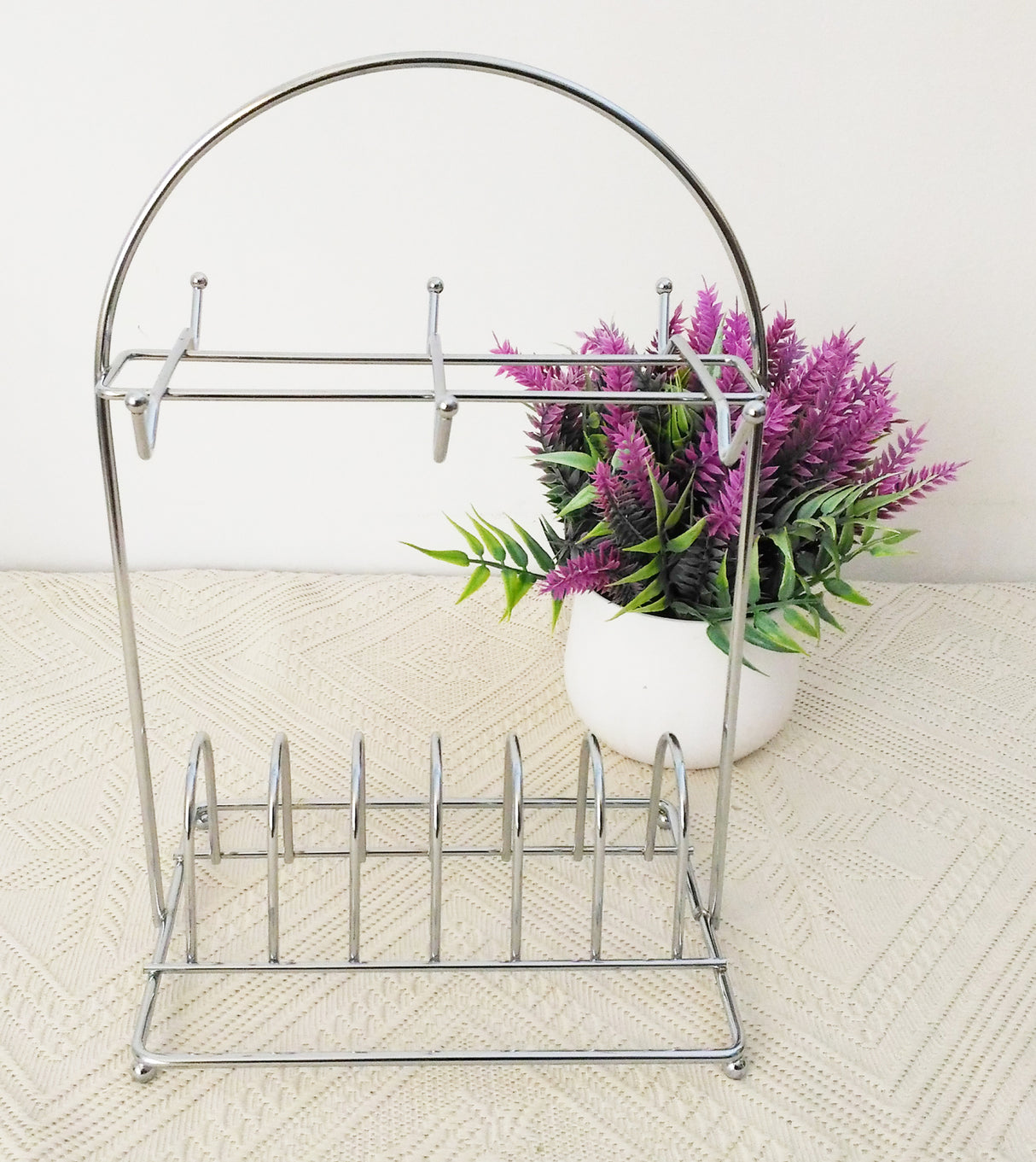 Suport pentru 6 Cesti si 6 Farfurii din Metal, 19x30 cm