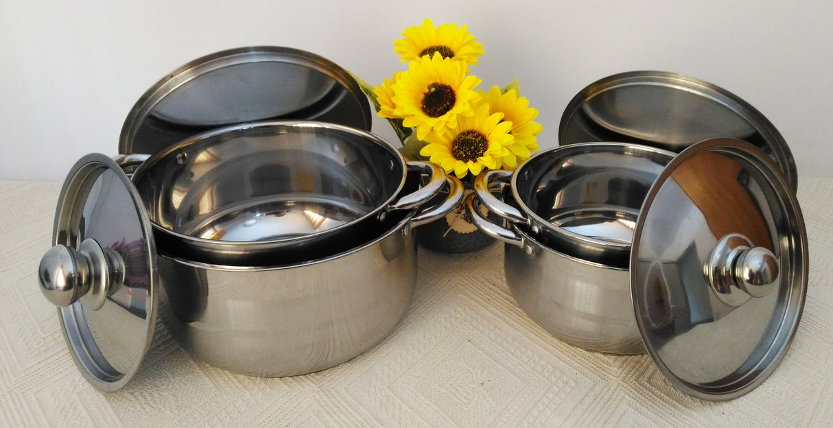 Set 4 oale cu capece din metal, 20, 22, 24, 26 cm