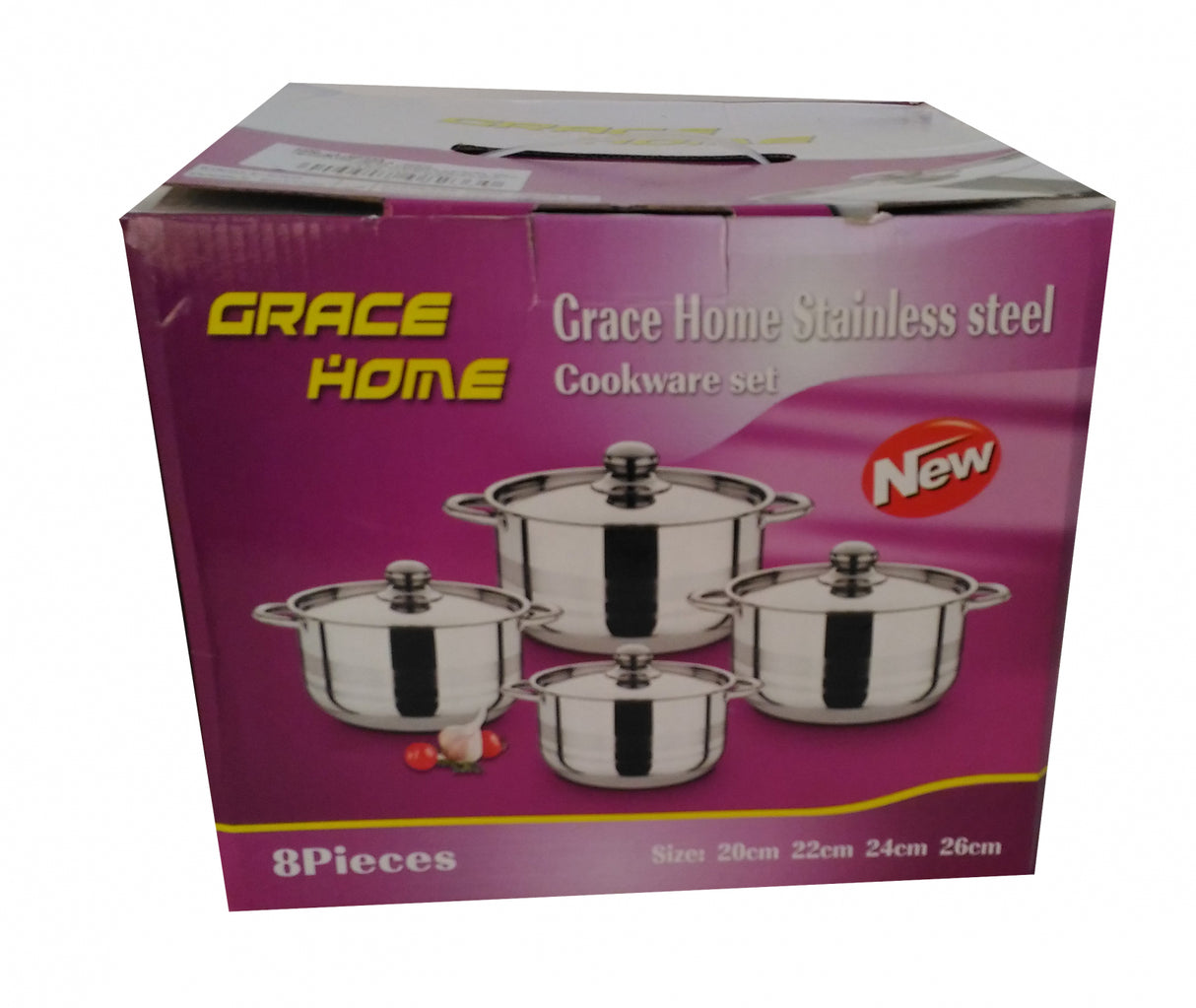 Set 4 oale cu capece din metal, 20, 22, 24, 26 cm