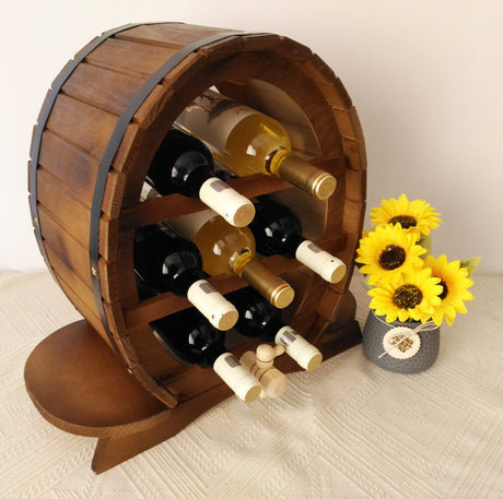 Suport din lemn pentru 7 sticle de vin, 44x50 cm