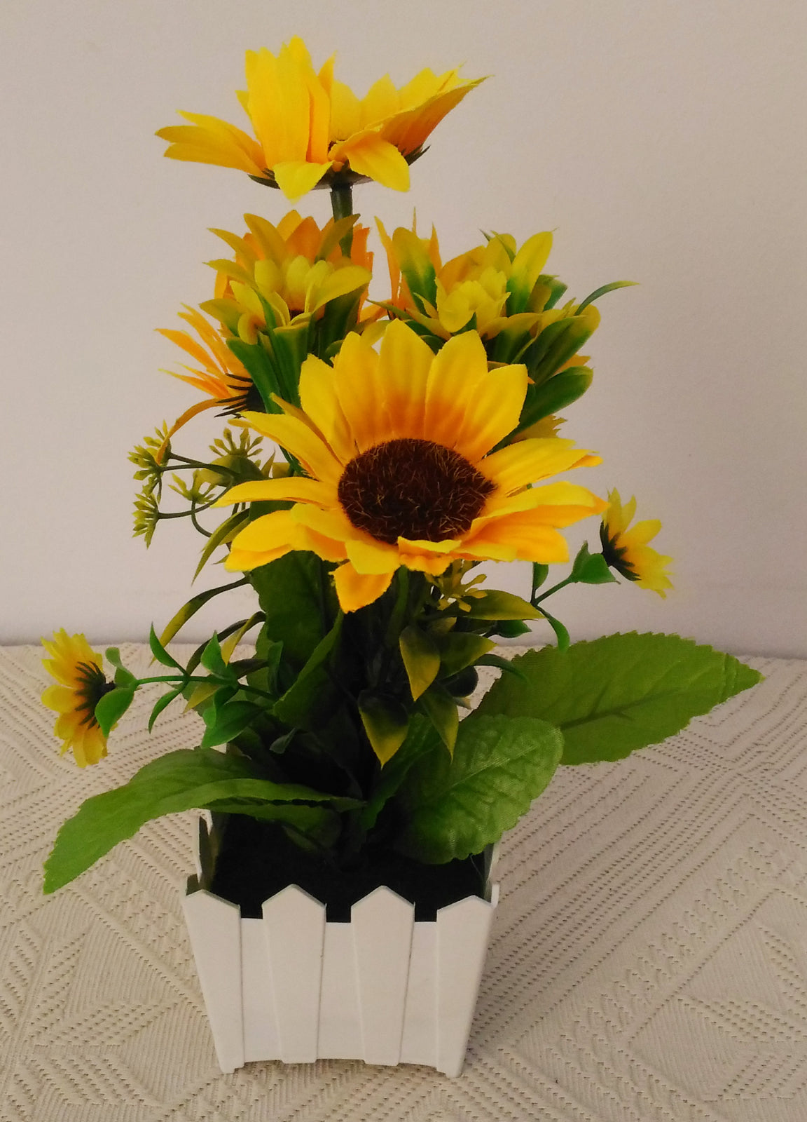 Floare artificiala decorativa in ghiveci, Floarea Soarelui, 29cm