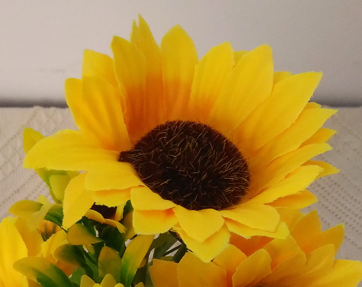 Floare artificiala decorativa in ghiveci, Floarea Soarelui, 29cm