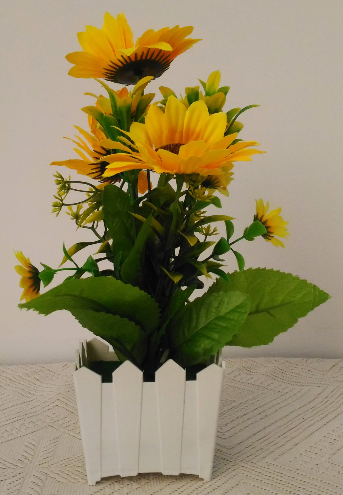 Floare artificiala decorativa in ghiveci, Floarea Soarelui, 29cm