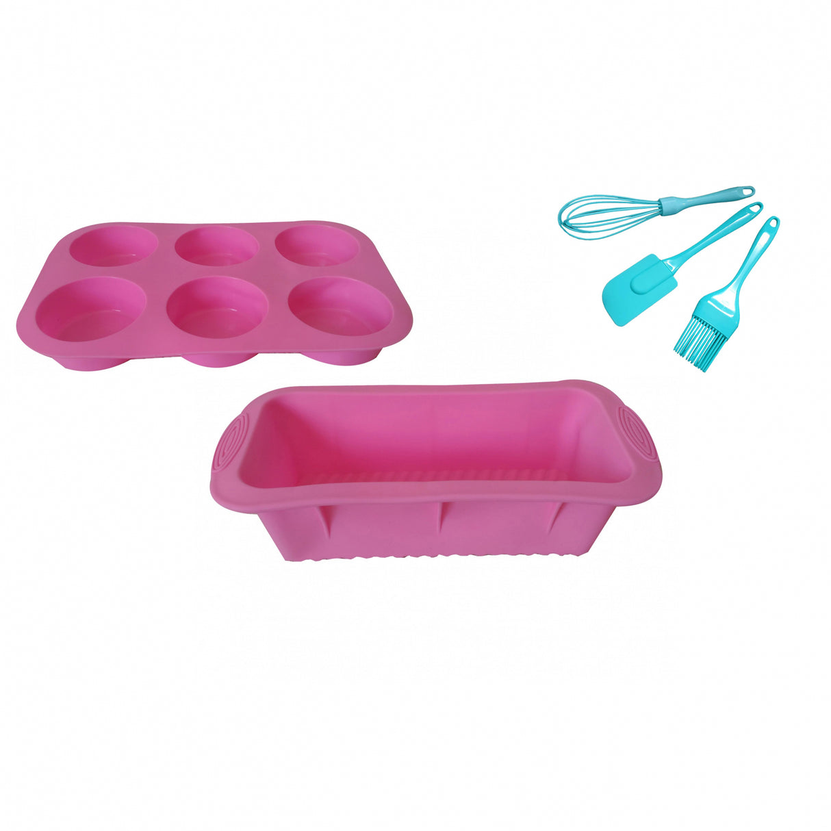 Set 2 tavi Silicon pentru copt, Chec si Briose si 1 set de 3 ustensile bucatarie din Silicon