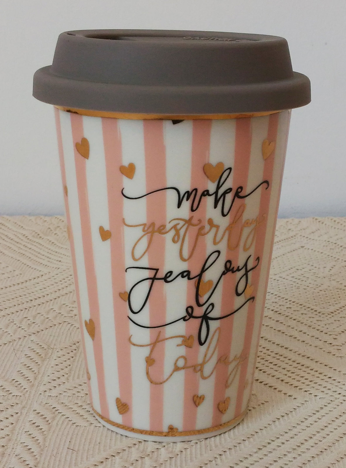 Pahar Ceramica tip Termos cu Capac din silicon, 450ml, 14x9.5cm