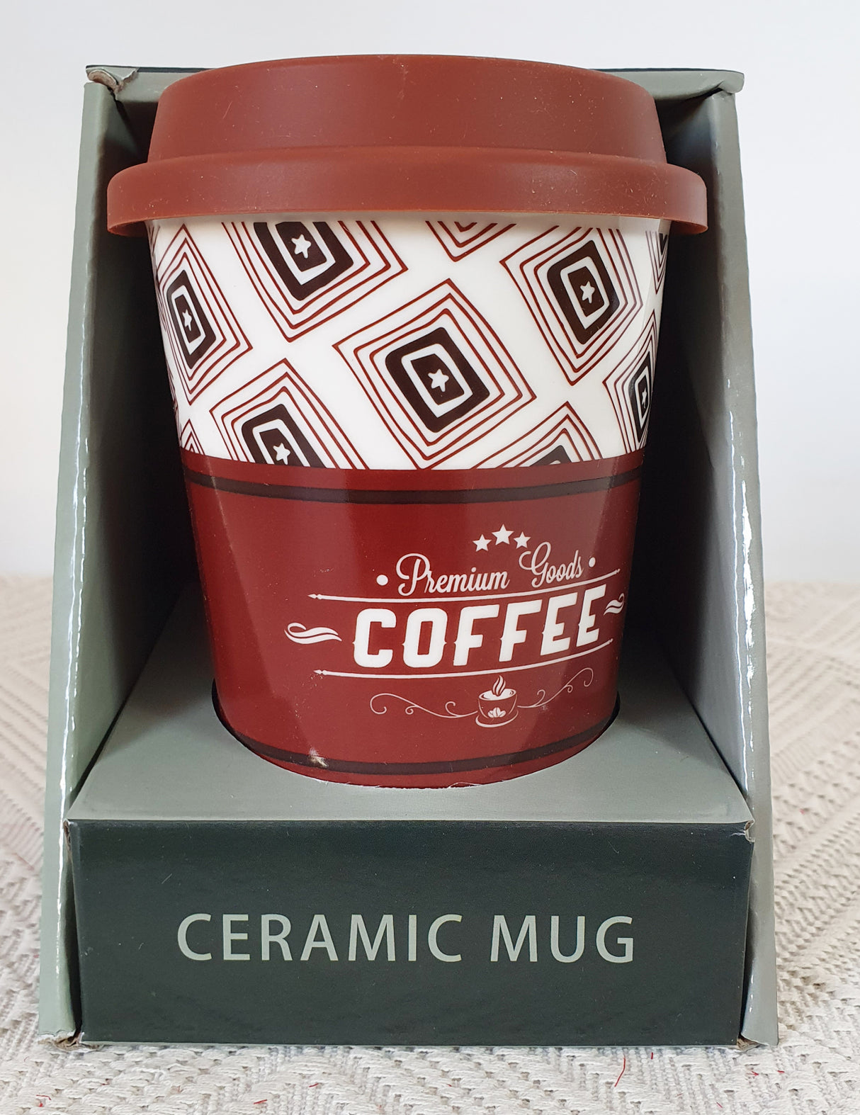 Pahar Ceramica tip Termos cu Capac din silicon, 450ml, 14x9.5cm