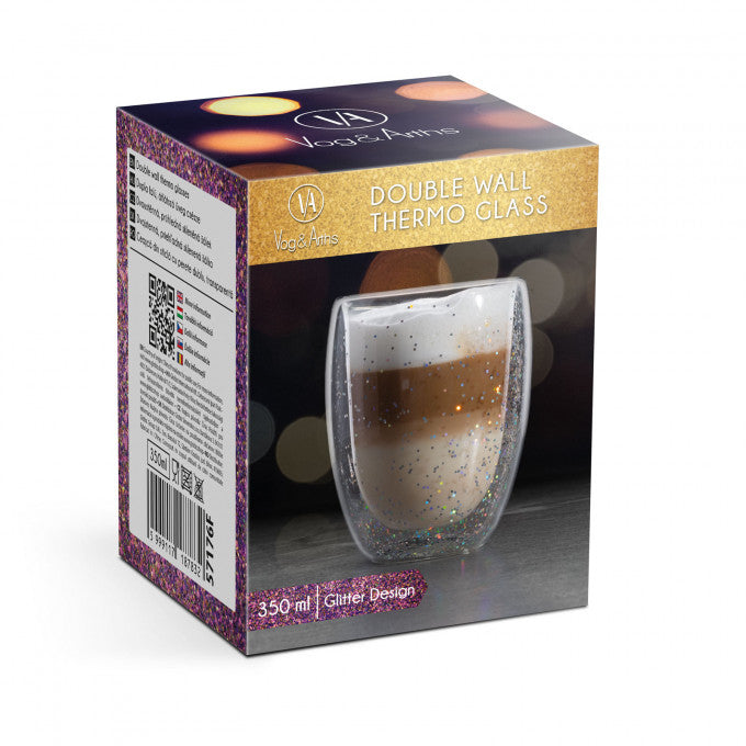 Pahar cu pereti dubli cu Sclipici, 350 ml