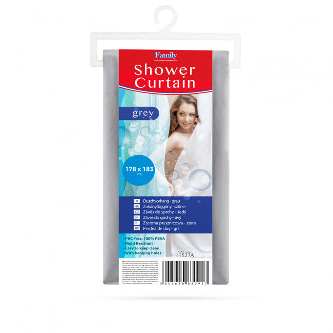 Perdea de dus, PEVA, Gri, 178x183 cm