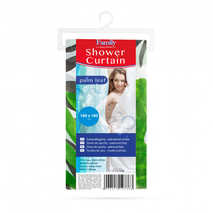 Perdea de dus, PEVA, Frunze de Palmier, 180x180 cm