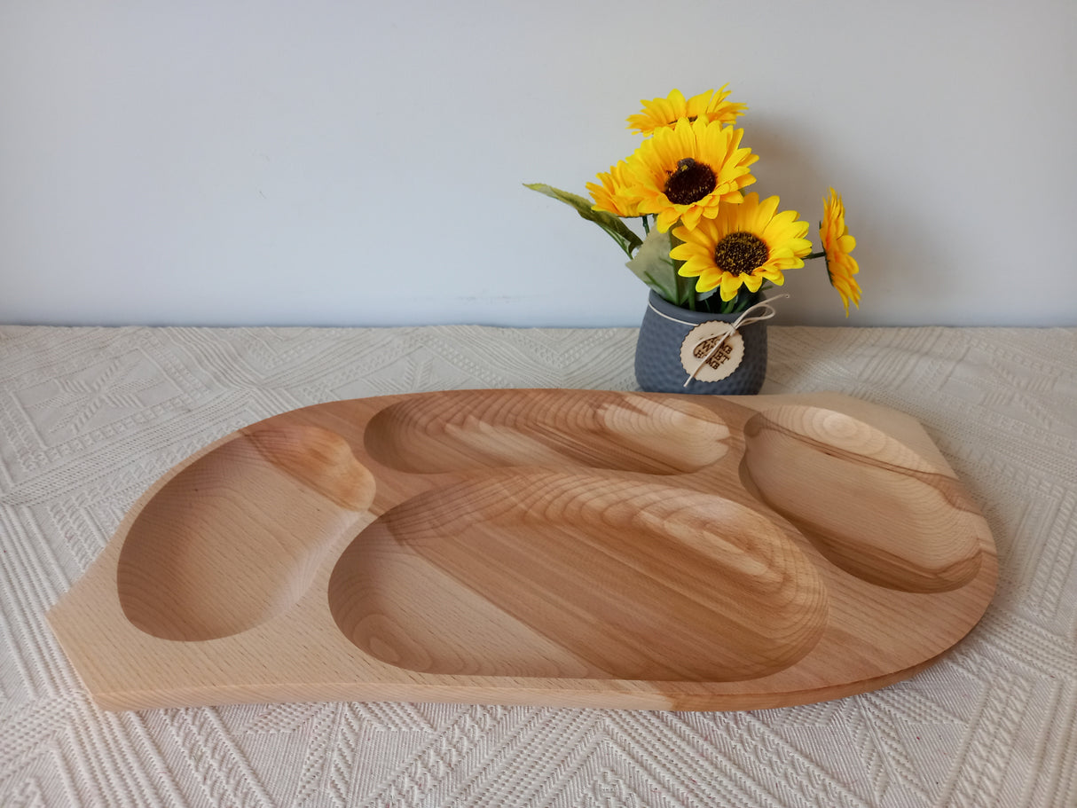 Platou din lemn, compartimentat