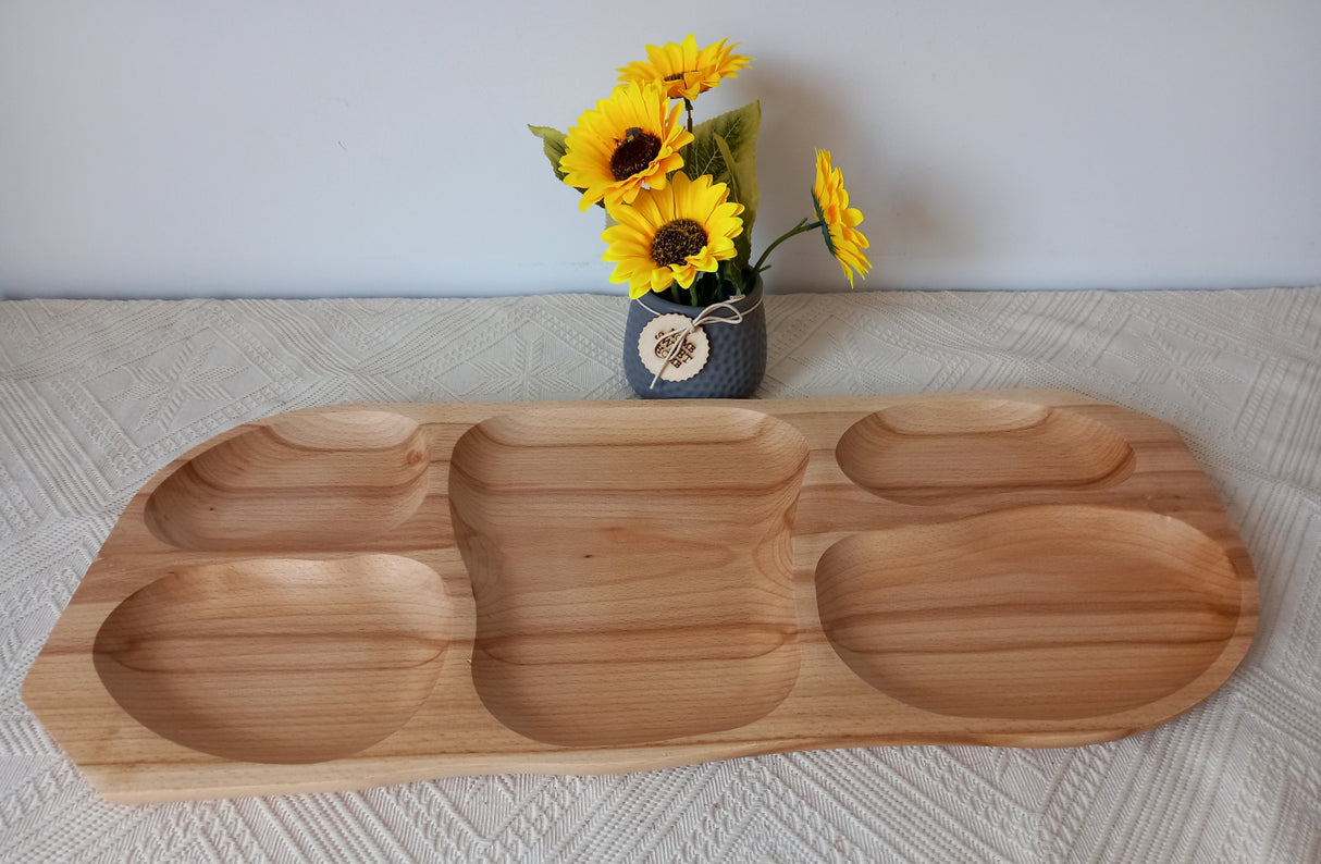 Platou din lemn, compartimentat