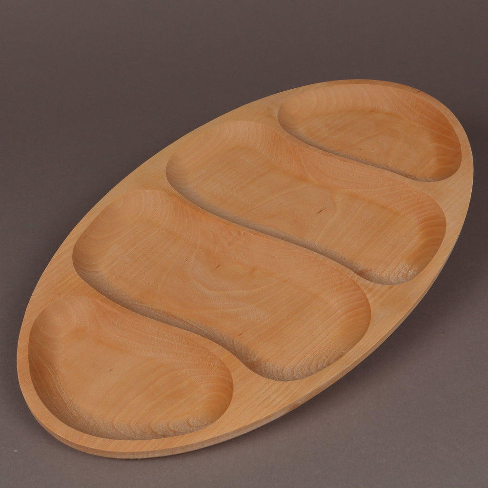 Platou din Lemn compartimentat, Oval, 46x26 cm