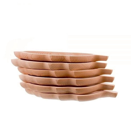 Set 6 platouri in forma de Frunza, Lemn de Fag, 34x18 cm