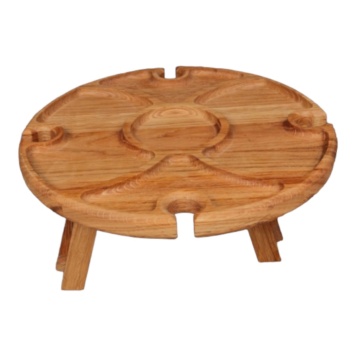 Platou servire din Lemn cu picioare pliabile, Rotund, 35x16 cm