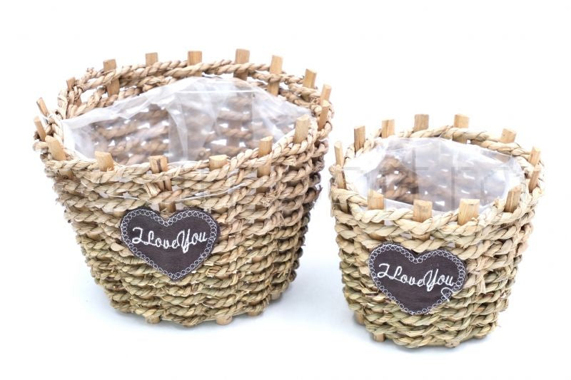 Set suport ghiveci impletit, Crem, 17x24 cm/15x18 cm, ghiveci, casa si gradina, flori