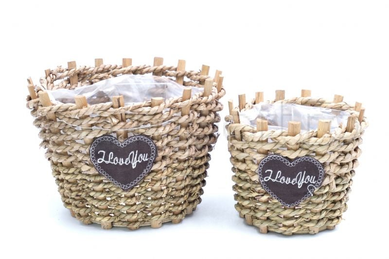 Set suport ghiveci impletit, Crem, 17x24 cm/15x18 cm, ghiveci, casa si gradina, flori