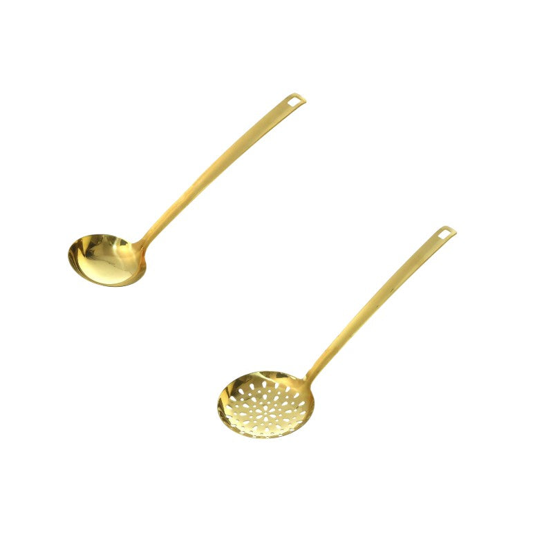 Set ustensile Bucatarie, Polonic si Spumiera , Inox, Auriu