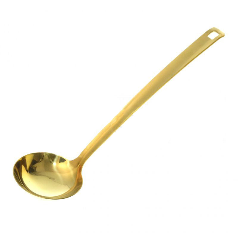 Set 3 ustensile Bucatarie, Polonic, Spumiera si Palteta, Inox Auriu