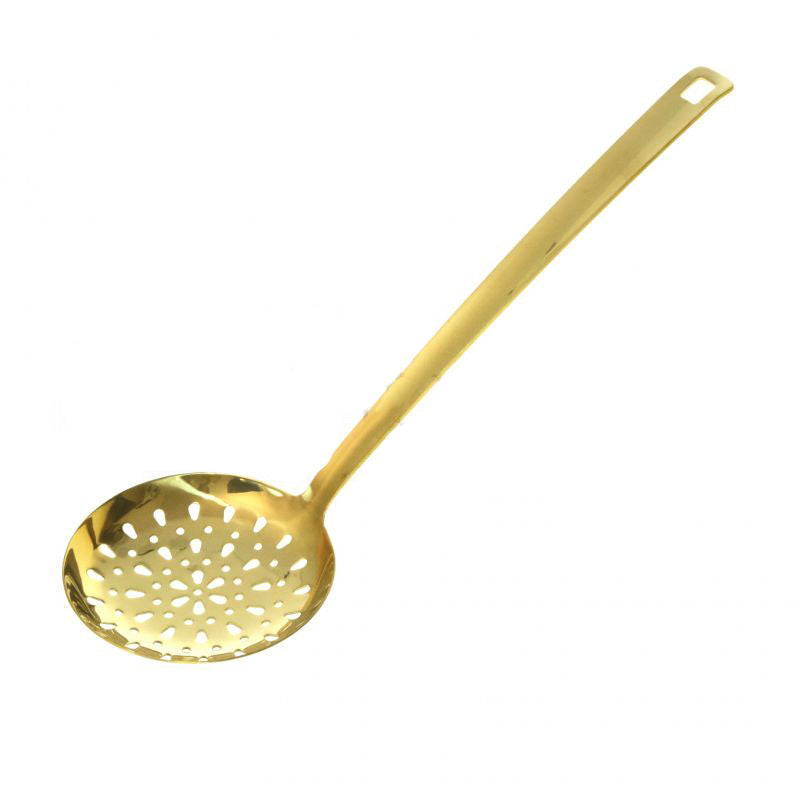 Set 3 ustensile Bucatarie, Polonic, Spumiera si Palteta, Inox Auriu