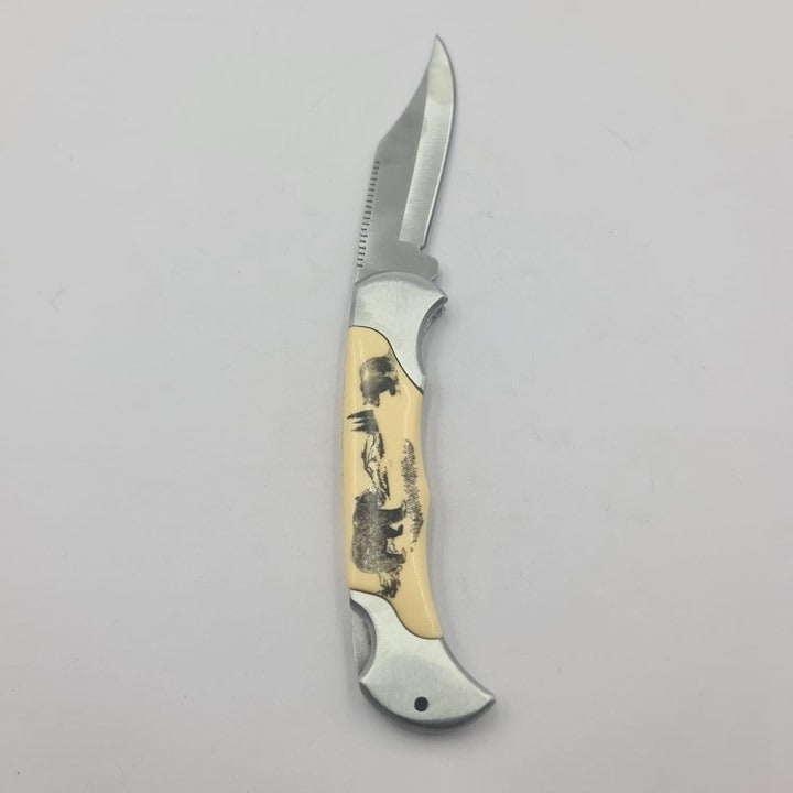 Briceag model unic, animal, Urs+ Caprioara,Inox/Plastic , 18,5 x 2 cm, 105 g