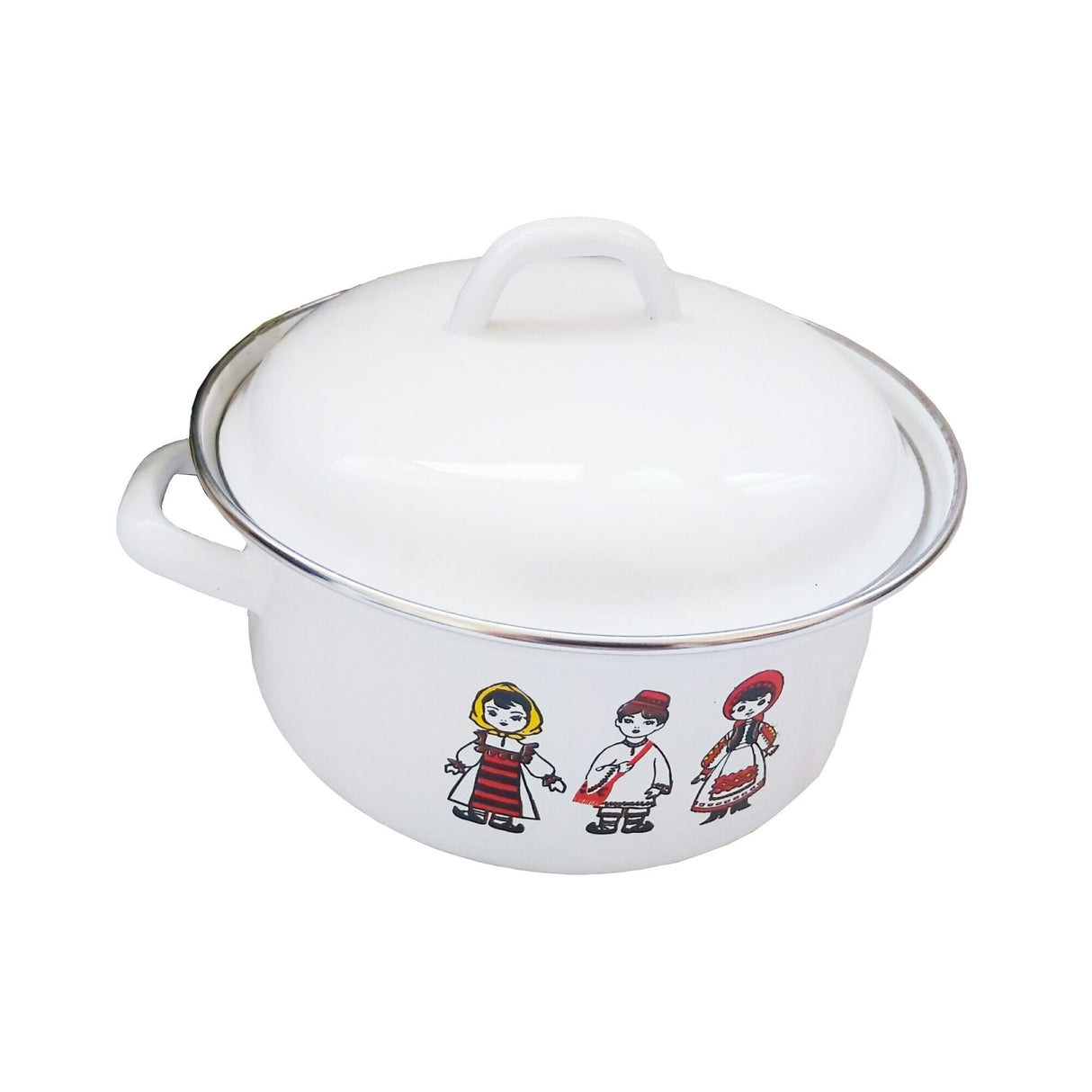 Set Complet Traditional servire masa, oala 24 cm, 6 farfurii rotunde 27cm, 6 boluri 14 cm, 6 cani 300ml