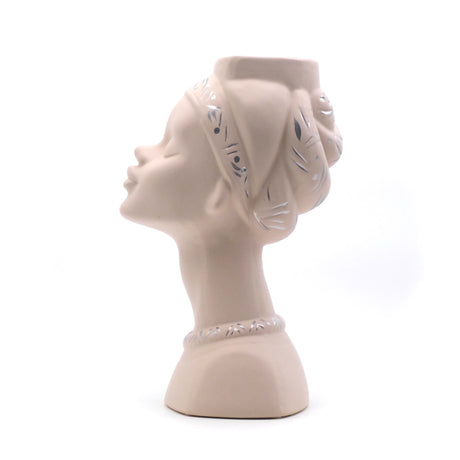 Vaza din Ceramica, forma de Cap de Femeie, 30.5 cm