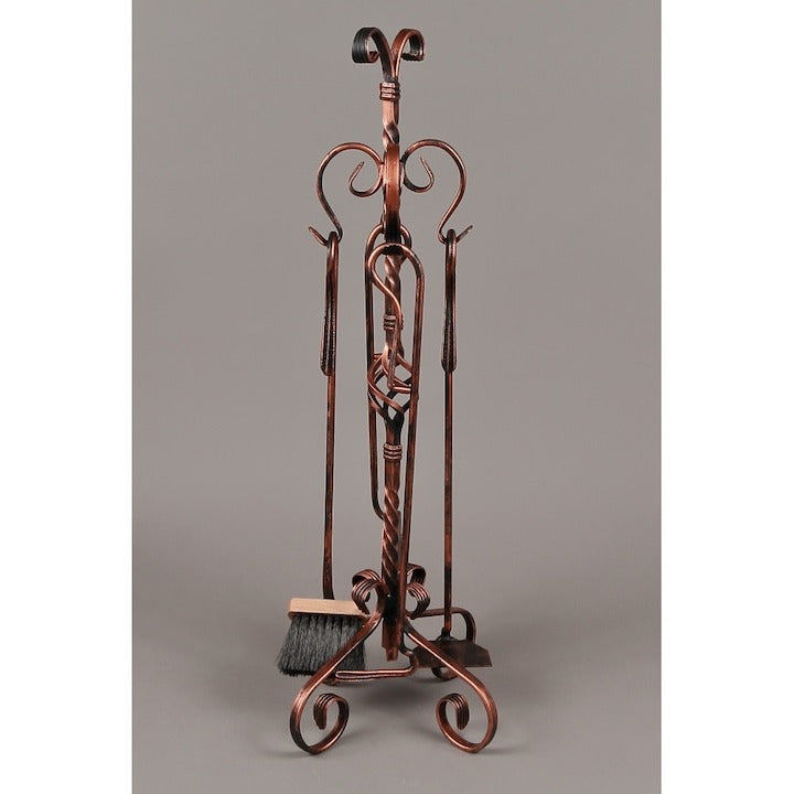 Set accesorii Semineu sau Soba, Suport cu 4 piese, Fier, 71 cm